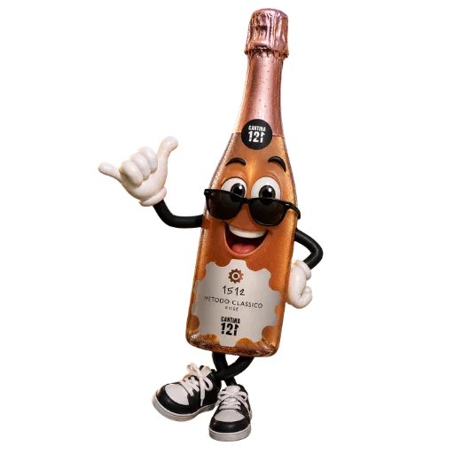Bottiglia di rosè cantina 121 in versione cartoon